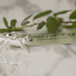 Silver Fox Charm, solid silver fox charm.