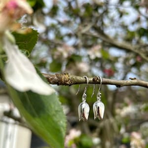 Silber Tulpen Ohrringe: Perlmutt Blumen Hängeohrringe
