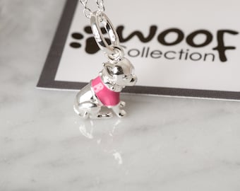 Silver Chihuahua Pendant Necklace:dog pendant with enamel detail
