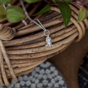 Sterling Silver Bluebell Pendant: Adjustable Chain, Floral Necklace