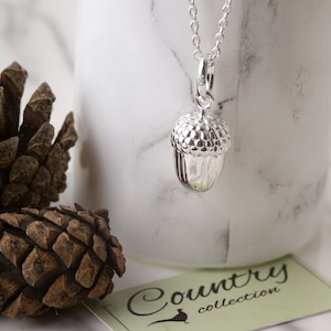 Sterling Silver Acorn Pendant, Acorn Necklace