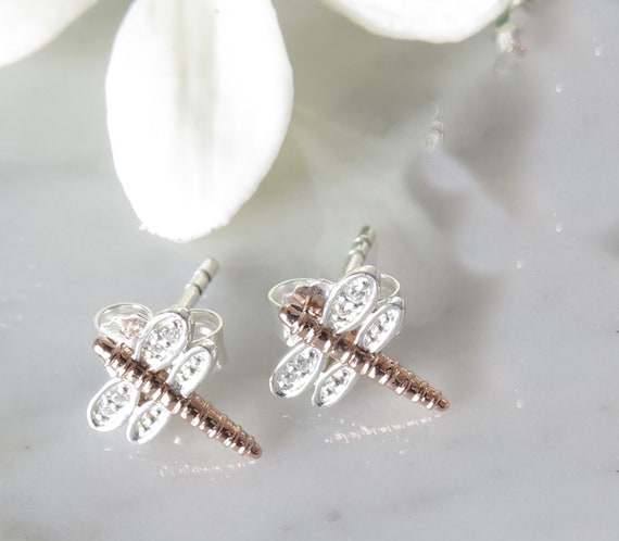 Gemma J Orecchini A Bottone Con Fagiano – In Argento Sterling Con Dettagli In Oro Rosa E Smalto, 12x6 Mm, Regalo Country