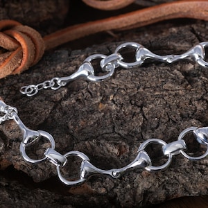 Silver Snaffle Bit Bracelet , solid silver equestrian bracelet