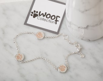 Rose Gold Paw Print Bracelet: Silver Pet Memorial Jewelry
