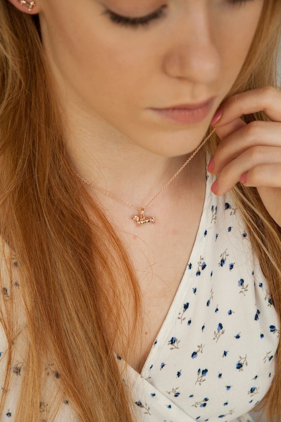 Rose Gold Dachshund Pendant Rose Gold 