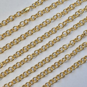 18K PVD Gold Filled Round Link Cable Chain 23&quot; Long Include Clasp, Size 7mm, Thickness 1mm, DIY Necklace Findings Chain For Jewelry Making