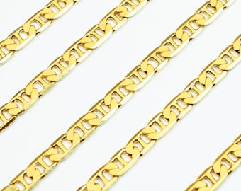 3mm 18K PVD Gold Marine Anchor Chain Size 3mm Thickness 0.5mm, PVD Gold Finding Chain For Jewelry Making Sold by Foot GFC018