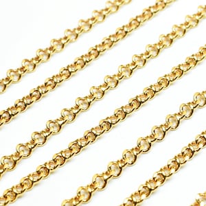 2mm 18K PVD Gold  Curb Chain, Thickness 1mm, PVD Gold  Finding Chain for Jewelry Making Sold by Foot GFC055