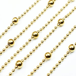 18K PVD Gold Satelliten Kugelkette, KugelGröße 3,5mm, Kette Größe 1,5mm, PVD Gold Finden Kette für Schmuckherstellung verkauft von Fuß GFC052