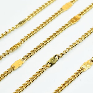 2mm 18K PVD Gold  Curb Chain, Thickness 0.5mm, PVD Gold  Finding Chain For Jewelry Making Sold by Foot GFC036