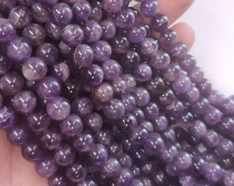 Amethyst Gemstone Round Plain Beads 6mm, 8mm, 10mm Semi Precious Stone Beads Natural Healing Chakra Stones for DIY Jewelry Making