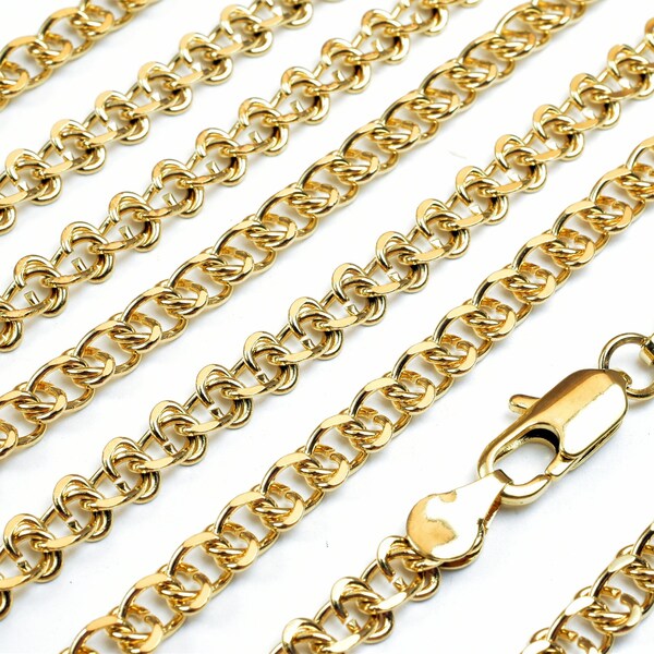 18K PVD Gold Filled Bismarck Chain 19"-24" Inch Long Include Clasp Width 4-6mm Thickness 1-2mm DIY Necklace Finding Chain for Jewelry Making