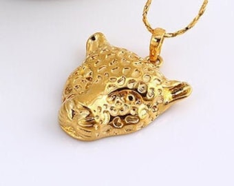 18K PVD Italian Gold Filled Tiger Jaguar Pendant Size 30x22mm DIY Charm Findings For Jewelry Making