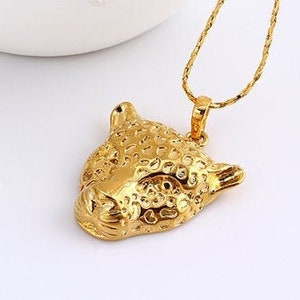 18K PVD Italian Gold Filled Tiger Jaguar Pendant Size 30x22mm DIY Charm Findings For Jewelry Making