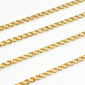 18K PVD Rose Gold  Cable Chain Width 2mm Thickness 1mm Gold-Filled finding for PVD Gold Jewelry Making Sold by Foot PGF07