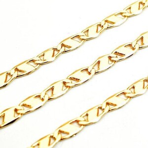 3 Feet 18K Pinky Gold Filled Anchor ChainMarine ChainFigarucci Chain Width 3mm Thickness 1mm Gold-Filled finding for Jewelry Making PGF18