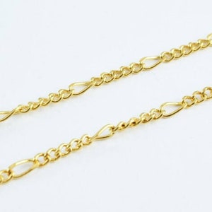 18K PVD Gold Filled Figaro Chain 17.5&quot; Long Clasp Included Width 2mm Thickness 1mm DIY Necklace Findings For Jewelry Making