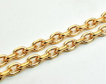 18K PVD Rose Gold   Cable Chain Width 3mm Thickness 1mm Gold-Filled finding for PVD Gold  Jewelry Making Sold by Foot PGF20