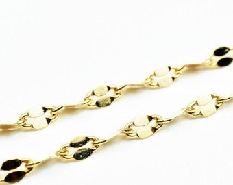 18K PVD Gold Filled Lips Chain Size 17.5" Long Include Clasp Width 2-3mm Thickness 0.5-2mm DIY Necklace Findings For Jewelry Making