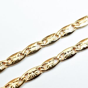 18K PVD Italian Gold Filled Valentino Chain 17.5&quot; Long Clasp Included Width 2mm Thickness 1mm DIY Necklace Findings For Jewelry Making