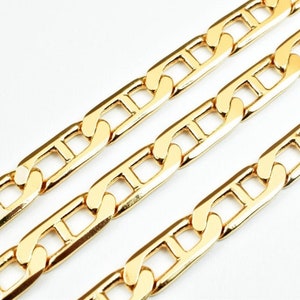 18K PVD Italian Gold Filled Anchor Chain 23.25&quot; Long Clasp Included Width 7mm Thickness 1.5mm DIY Necklace Findings For Jewelry Making