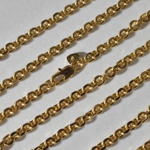 18K PVD Gold Filled Cable Chain 20&quot; Inch Long Include Clasp, Width 5mm, Thickness 1mm, DIY Necklace Findings Chain For Jewelry Making
