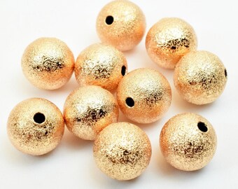 10mm PVD Rose Gold Stardust Round Ball Bead, PVD Rose Gold Spacer Findings For Jewelry Making GF3362R