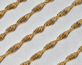 18K PVD Gold Filled Spiral Rope Chain Sizes 17.75"-18" Long Include Clasp Width 2-3.5mm Thickness 1mm DIY Necklace Findings Jewelry Making