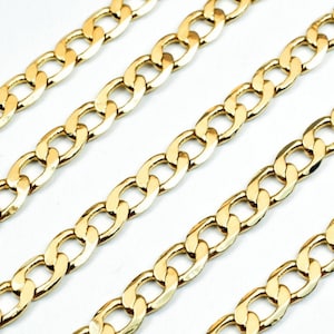 18K PVD guldfylld kubansk kedja 19,5"-23,25" lång spänne ingår bredd 3,5 mm tjocklek 1 mm gör-det-själv halsbandsdetaljer för smyckestillverkning