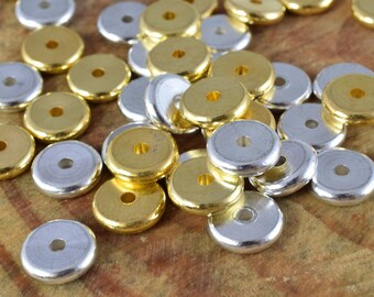 Gold /silver roundel plain spacer size 6mm/8mm/10mm, spacer beads for jewelry making,craft supplies, tools,beads,cabochons,beads,gold,