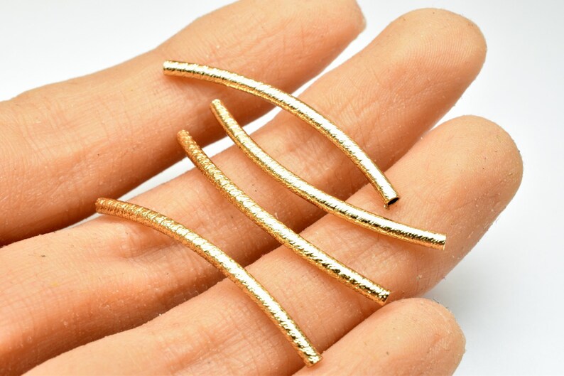 2x35mm 18K Gold Filled Diamond Cut Curve Tube Finding For Jewelry Making GF1302A