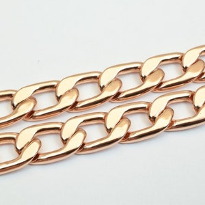 18K PVD Rose Gold Chain 23.5&quot; Inches Long 10mm Width 3mmThickness CG245
