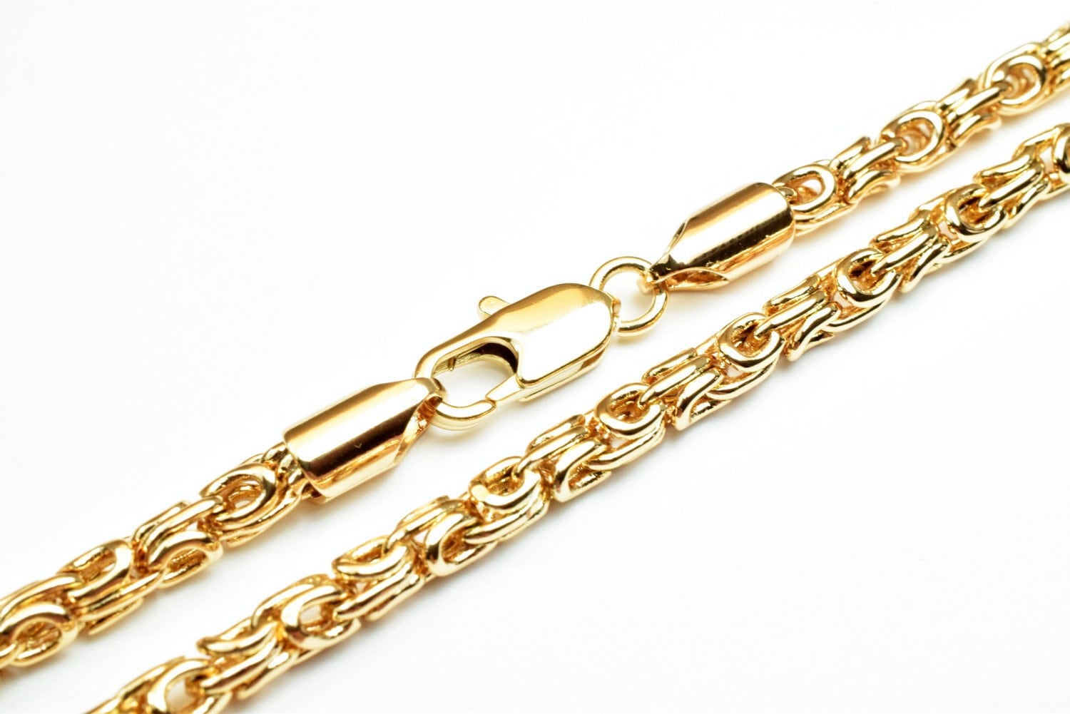 18K PVD Italian Gold Filled Birdcage Byzantine Chain 21
