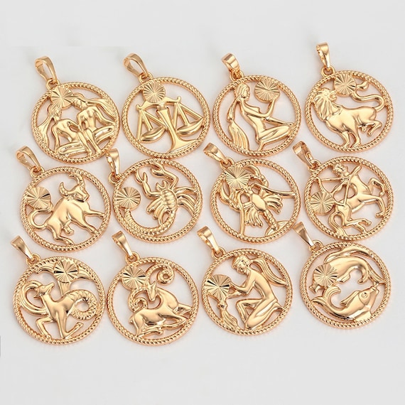 Zodiac Charm Pendants Horoscope Charms Horoscope Pendant Pinky PVD