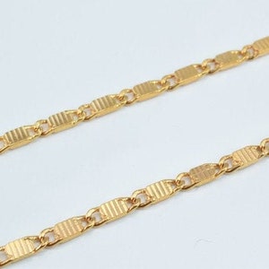 18K PVD Gold Filled Valentino Chain 17.5&quot; Long Clasp Included Width 3mm Thickness 1.5mm DIY Necklace Findings For Jewelry Making