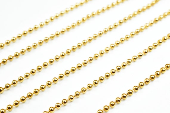 1.5 mm 18K PVD ゴールド ラウンド ボール チェーン、ジュエリー製作用