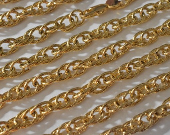 18K PVD Gold Filled Helix Link Stardust Chain Size 18" Long Include Clasp, Width 7mm, Thickness 3mm DIY Necklace Findings For Jewelry Making