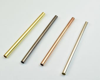 12 pcs straight tube jewelry finding beads  3x40mm/3x45mm/3x50mm plain tube gold/silver/gun metal/ rosegold for jewelry making