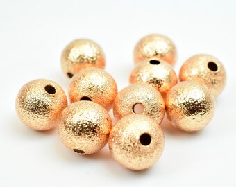 8mm PVD Rose Gold Stardust Round Ball Bead, PVD Rose Gold Spacer Findings For DIY Jewelry Making GF3322R