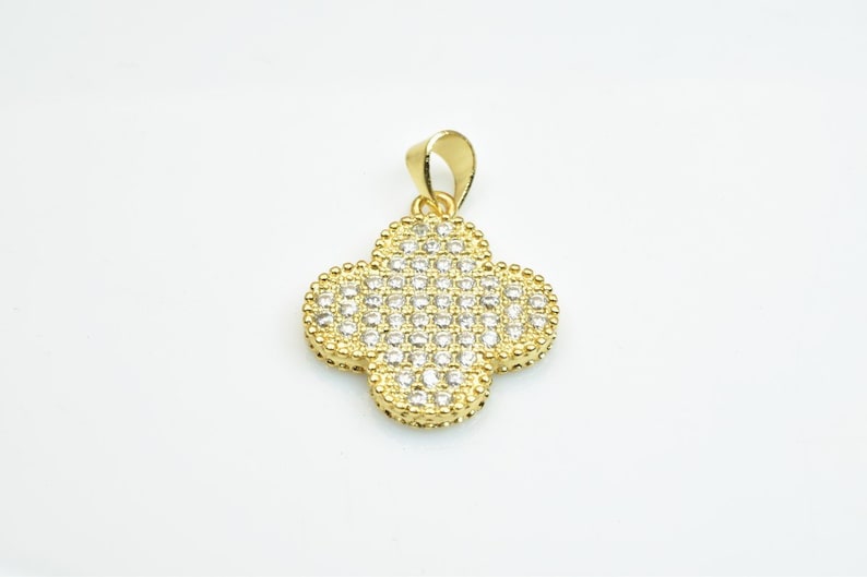 18K Gold Filled Round Rhinestone Pave Charm Pendant Size 20x17.5mm Thickness 2.5mm Cubic Zircon Gold Filled Finding For Jewelry Making GP73