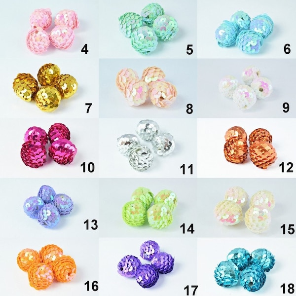 Sequin ball beads bubblegum bead/gumball/chunky bead/chunky sequin bead/21 color 3 sizes