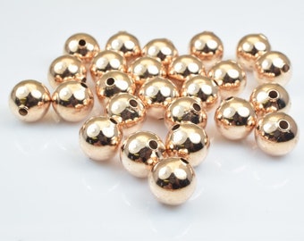 100 pcs plaqué or rose uni sculpté perles rondes 6mm / 8mm / 10mm uni pour la fabrication de bijoux