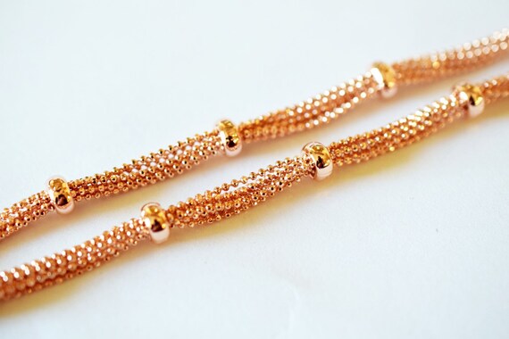 Exquisite 18K PVD Rose Gold Ball Chain 19 Inches Necklace