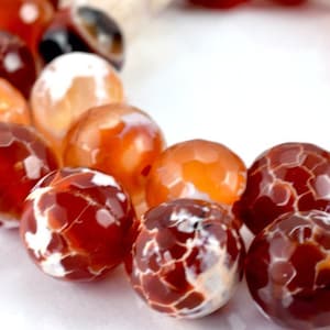 Orange cracker agate gemstone round beads 6mm,8mm,10mm loose beads birthstone natural beads for jewelry making