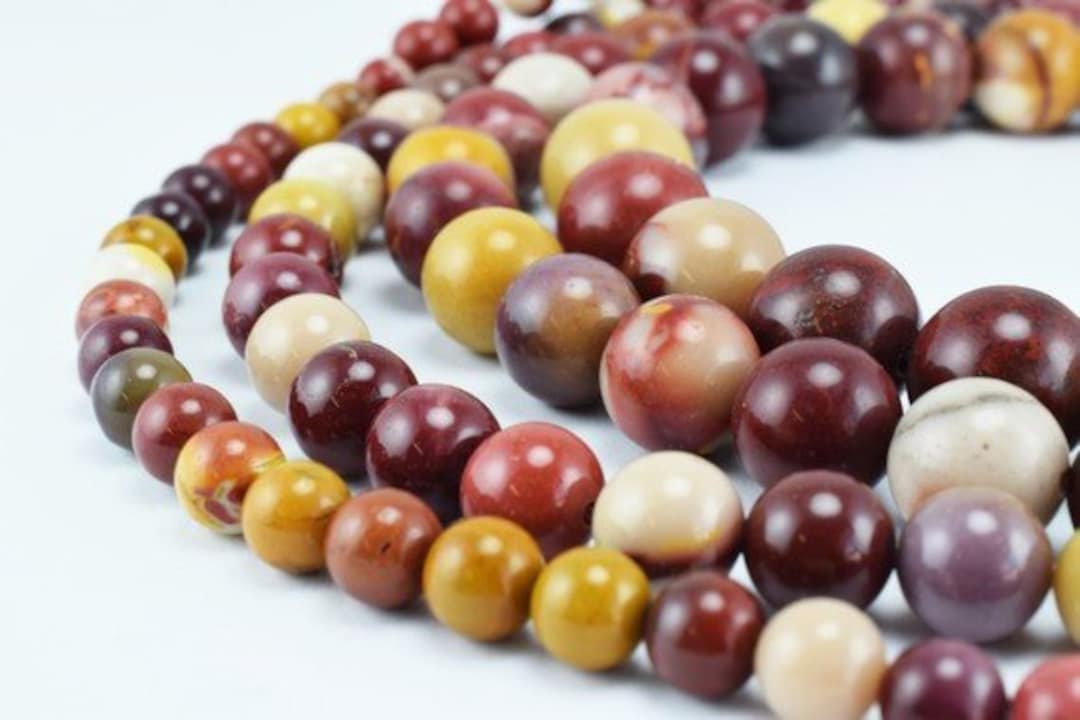 HAAMIIQII Lot De 60 Perles Rondes En Jaspe Mookaite Naturel