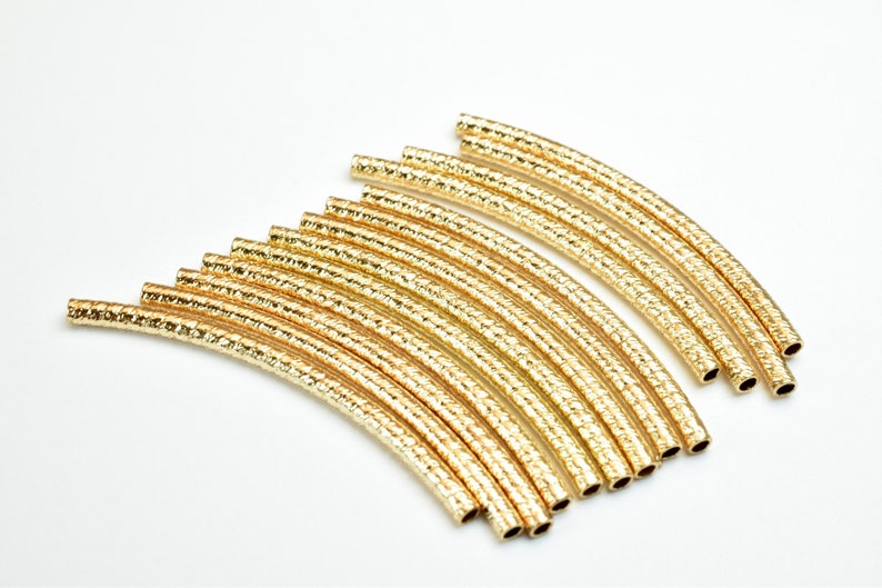 2x35mm 18K Gold Filled Diamond Cut Curve Tube Finding For Jewelry Making GF1302A