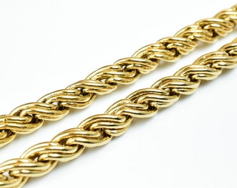 18K PVD Gold Filled Rope Chain, 20" or 20 1/4 Inches Long Include Clasp, Sizes 4mm/4.5mm/6mm DIY Necklace Findings Supply For Jewelry Making