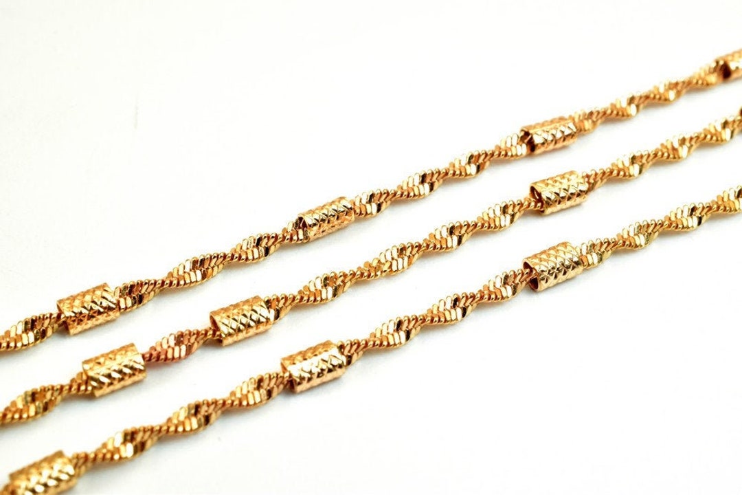 18K PVD Rose Gold Chain Twisted Herringbone Chain Tube Chain Etsy UK