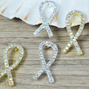 Breast cancer 4pcs 10x25mm gold silver plated rhinestone awareness connector/pave/metal,breast cancer pendant, breast cancer awareness