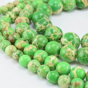 Natural green impression jasper beads 6mm/8mm/10mm/12mm round turquoise imperial impression natural healing stone chakra stones for jewelry